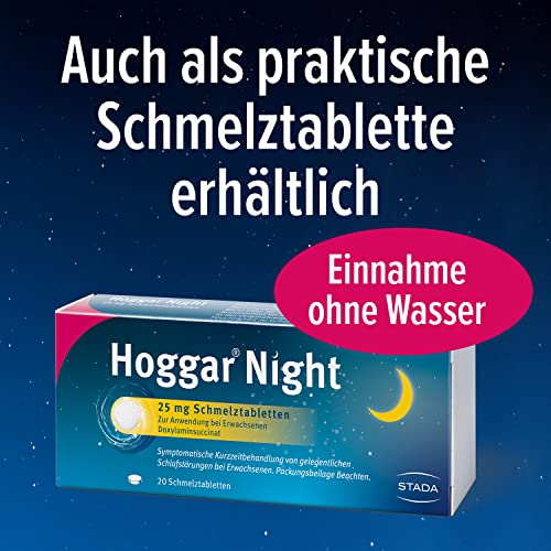 Hoggar Night Tabletten: Nicht nur einschlafen, sondern durchschlafen. 25 mg Doxylaminsuccinat Schlaftabletten für die Kurzzeitbehandlung von akuten Schlafstörungen. Gut verträglich 1 x 2 Tabletten