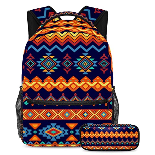 Sac à dos de voyage avec étui à stylos pour filles et garçons, motifs abstraits taille unique