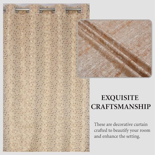 Image of FRESH FROM LOOM Window Floral Blackout Curtains 5 Feet Long,High Tenacity Yarn Polyester Grommet Weaved Premium Screens for Home Office,Prada for Living Room Bedroom,Hypoallergenic(Set of 3,Beige)