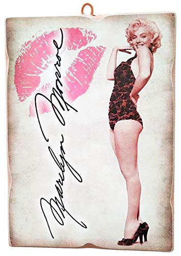 KUSTOM ART Tableau de style vintage Marilyn Monroe de collection Impression sur bois