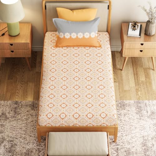Image of Mytrident Bedsheet for Single Bed Cotton | 60 inch x 90 inch | Meadow Brown | 120 TC Single Bedsheet with Pillow Cover| Soft and Breathable | Everyday Collection