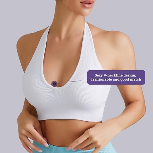 CLDFHX Sportbeha voor Dames High/Mid Impact Support Comfortabele Naadloze Fitness-BH's Gewatteerd voor Yoga Hardloopoefeningen, Gradiënt Grijszwart, S
