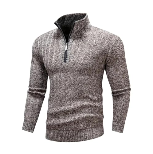 Mnjyihy Men Turtleneck Pullover Sweaters Casual Long Sleeve Half Zipper Slim Fit Comfortable Knitted Sweater