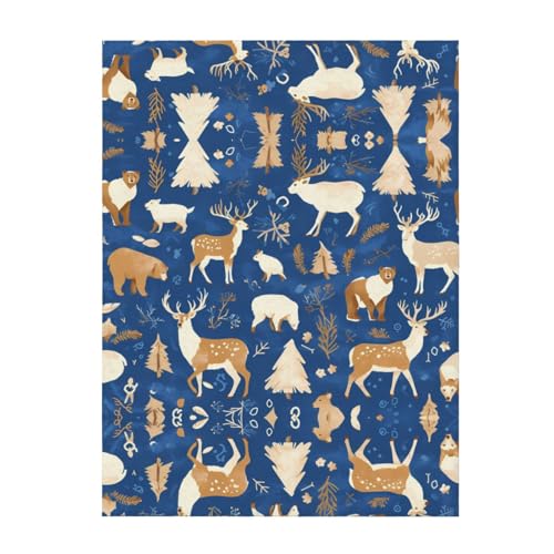 Couverture cerf ours élan grand format plaid chaud pour lit et canapé