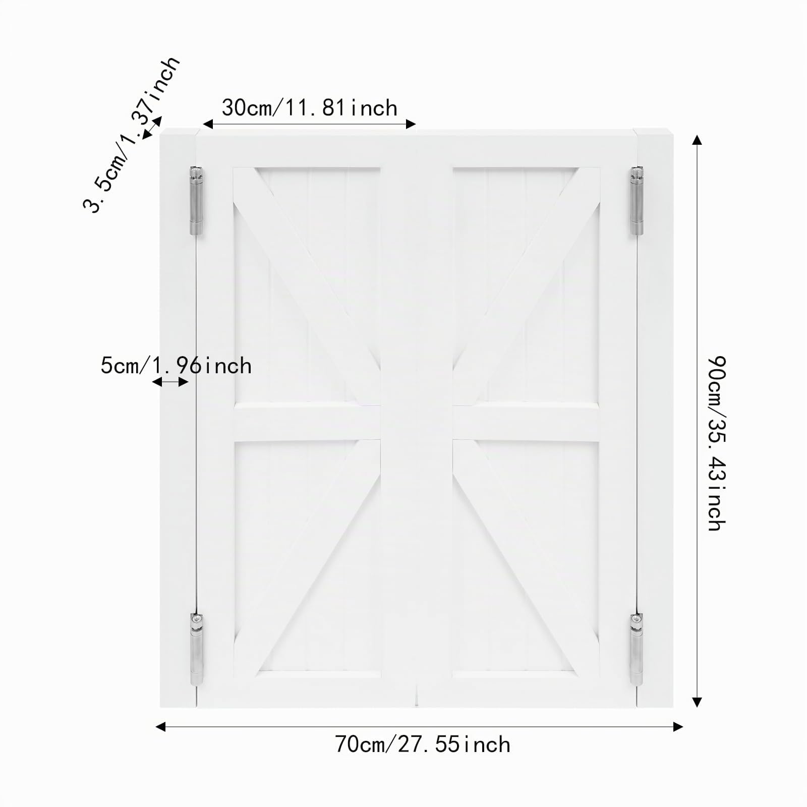 Porta a battente in legno di pino con motivo simmetrico, adatta per ingresso cucina, soggiorno, ufficio (bianco, 90 x 70 cm)