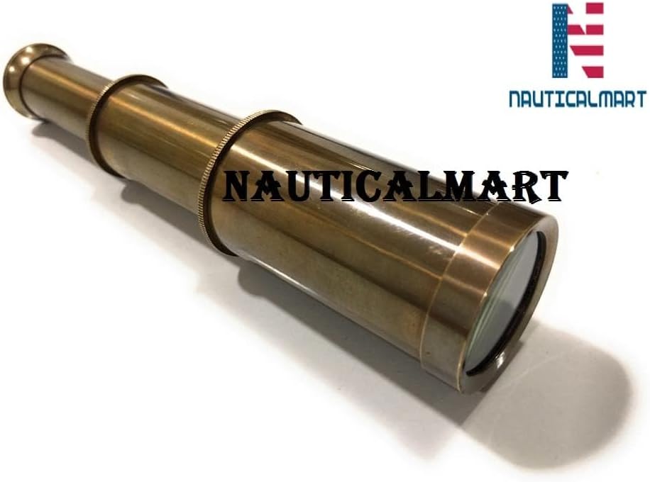 NauticalMart 6 Inch Antique Finish Brass Telescope | Vintage Replica with Leather Case, Ideal Nautical Gift for Collectors and Outdoor Enthusiasts