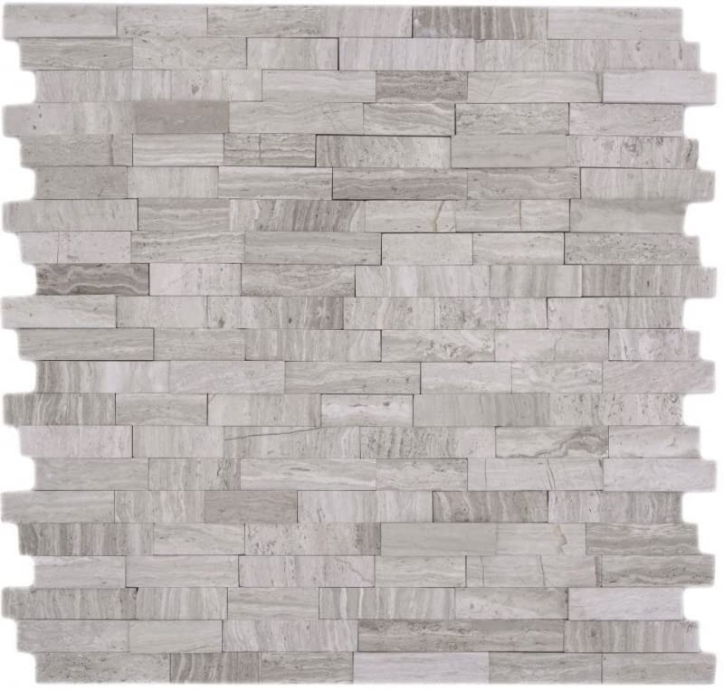 MOS200-0120 Azulejos de mosaico autoadhesivo, mármol y piedra natural, color blanco y gris