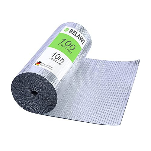RELAWI® Premium Isolierfolie Dämmfolie | Doppelte Alu-Luftpolsterfolie | perfekte Heizkörper Reflektionsfolie | Dachisolierung, Camper Isolierung oder als Wärmeschutzfolie Cover