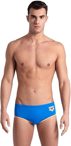 Arena One Men's Big Logo Swim Briefs Bañador, Blue River/Fluo Orange, W28 para H