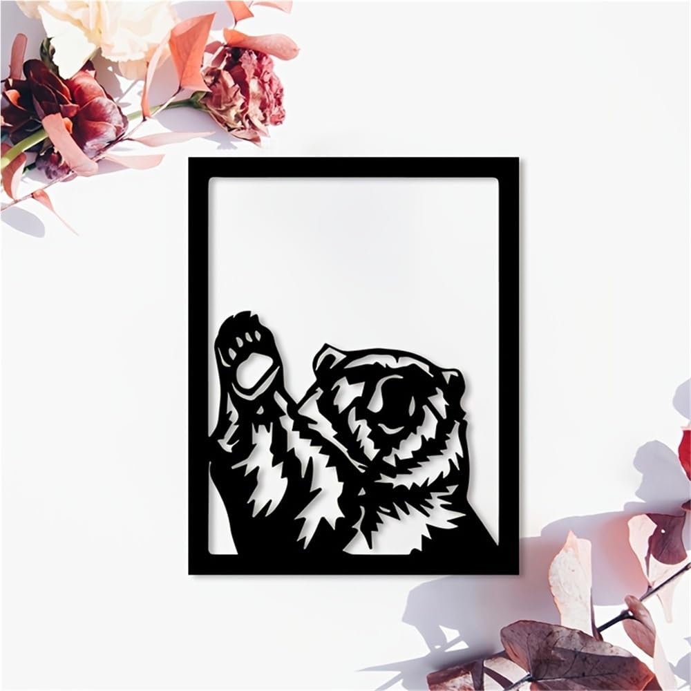 Generico Decoración de pared abstracta contemporánea de Metal, Arte rústico de OSO, escultura de silueta Negra para valla de jardín Exterior o Patio (50 cm/20 pulgadas)