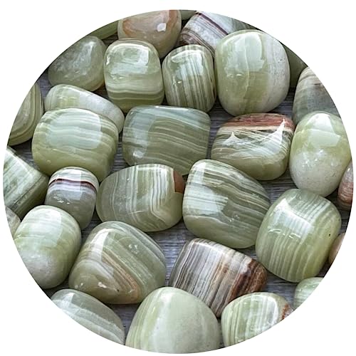 Image of GAF TREASURES 1 /2 LB Green Onyx Tumbled Stones, Polished Green Onyx Gemstone, Green Onyx Healing Crystals (Green Onyx)