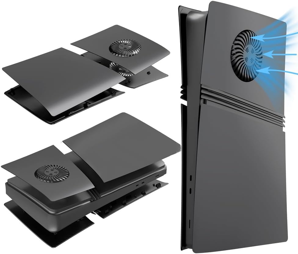 Faceplate for PS5 Pro Console Faceplate Cover Replacement Protector Shell Dustproof ABS Case for PS5 Pro Accessories (Black Digital Edition)