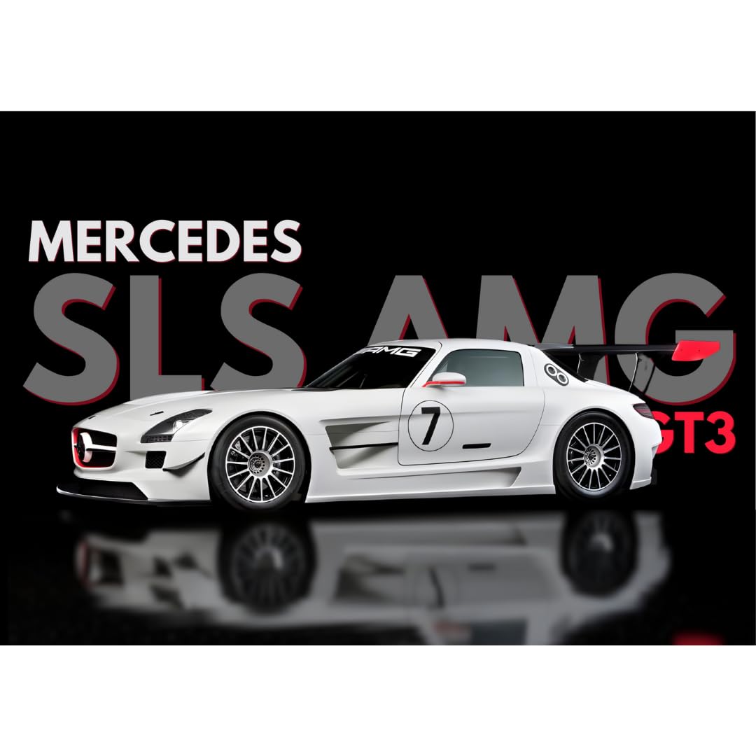 Funk You Store Mercedes SLS AMG | Super Car Poster A3 Size (42 x 30 cm) | Unframed Borderless Matt Laminated Car Poster | For Home, Bedroom, Living room decoration