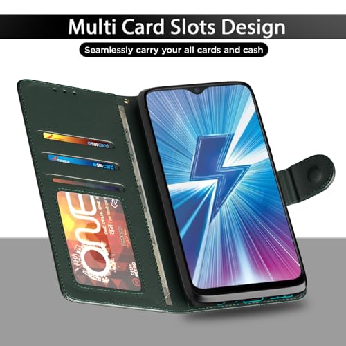 Image of Pikkme Flip Cover for Vivo Y12 / Y15 / Y17 / U10 Leather Finish | Inside TPU with Card Pockets | Wallet Stand and Shock Proof | Complete Protection Flip Case (Green)