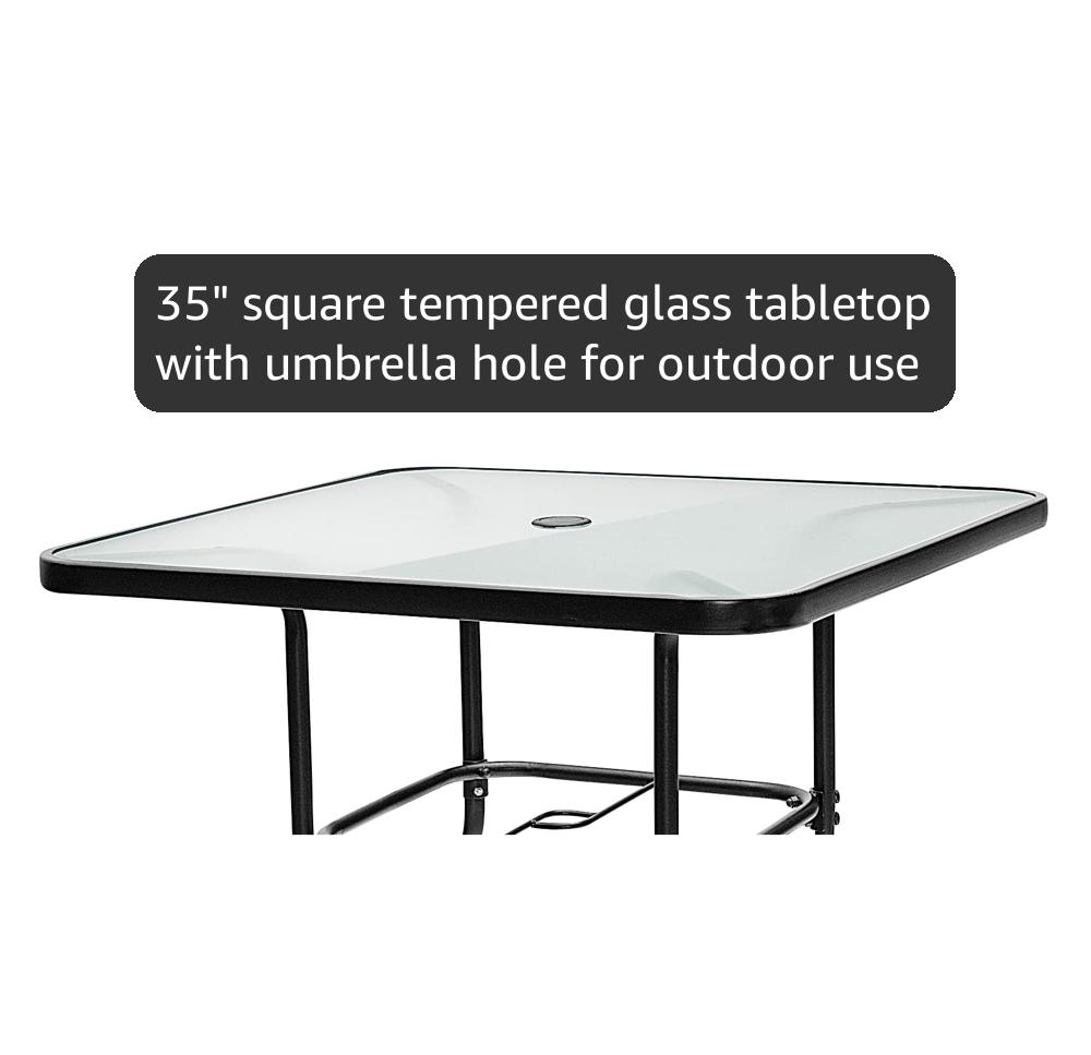 glass patio table top 47 inch umbrella hole Tangkula 35