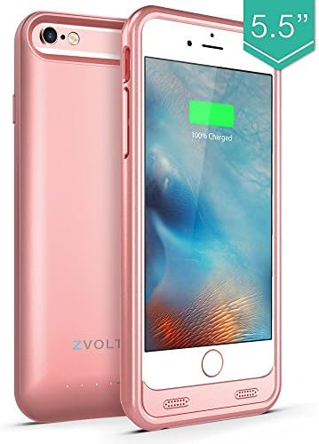 iPhone 6S Plus Battery Case, iPhone 6 Plus Battery Case, ZVOLTZ Wireless iPhone 6S Plus Charging Case (5.5 Inches)[Rose Gold][1-Year Warranty] - 4000mAh Portable Charge[MFI Apple Certified]