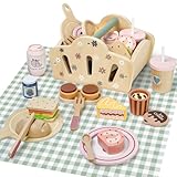 Masonbaby Jouet de Cuisine en Bois, Cuisine Jeux Accessoire Aliment Nourriture, Jouet Éducatif Éveil Montessori,Jeu de Rôle Jouet en Bois Cadeaux d'anniversaire,Noël pour Garçons Filles