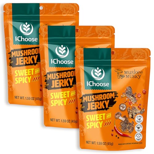 Ichoose Muskee Musky Mushroom Jerky, Vegan, High-Fiber Snack, | Beef