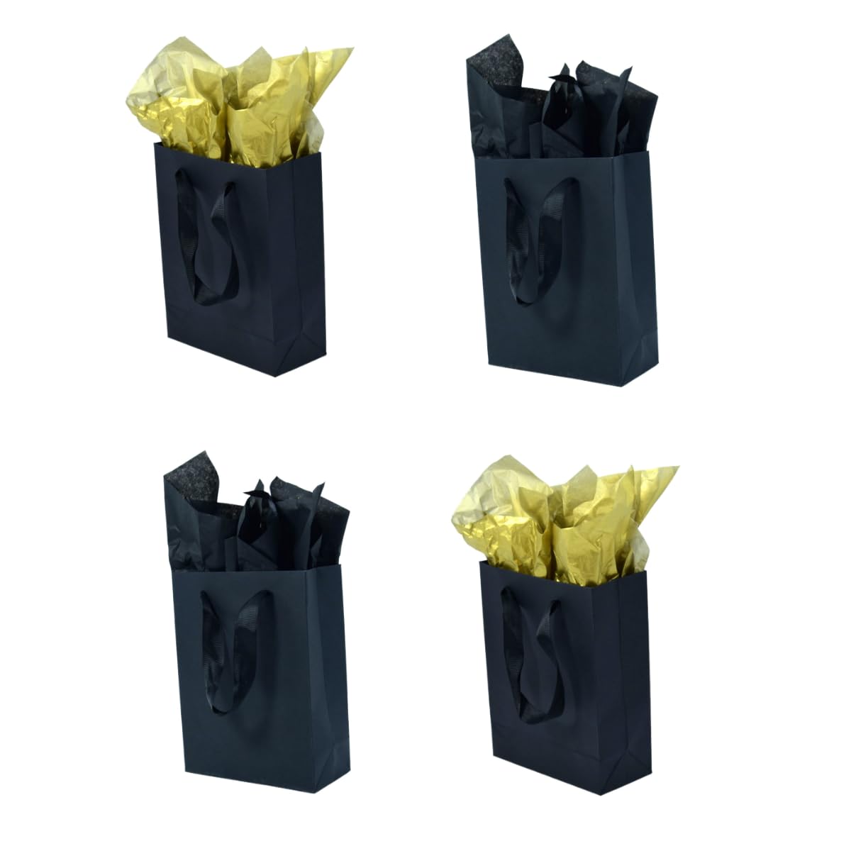 JUNESHE Mini-Geschenktüten Mit Griffen 4 Stück | 11,9x5,6x16,3 Cm, Inkl. Seidenpapier | Weiße Kleine Papiertüten Für Schmuck & Kleinigkeiten