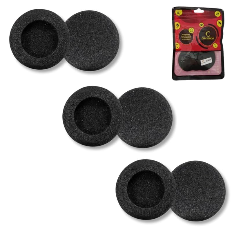 Crysendo Headphone Cushion (50mm / 5cm) 6Pcs 5mm Thick Replacement Earpads for Headphone Sponge Cover | High-Density Foam Ear Cushion for Headphones for Enhanced Comfort and Long Life