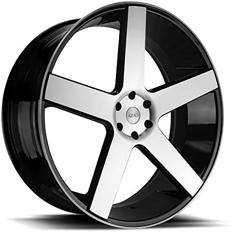 24" Inch Azad AZ5198 Black Machine Face Wheels Rims | Set of 4 | Includes Free Wheel Club LA T-Shirt | Fits Chevy Ford GMC Cadillac Dodge Ram Toyota Lincoln Nissan Trucks