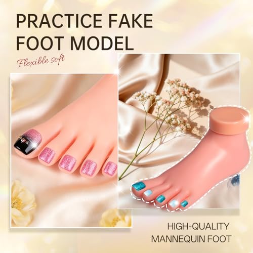 Image of AORAEM Practice Fake Foot Flexible Movable Soft Silicone Fake Foot Tool for Nail Art Training Display