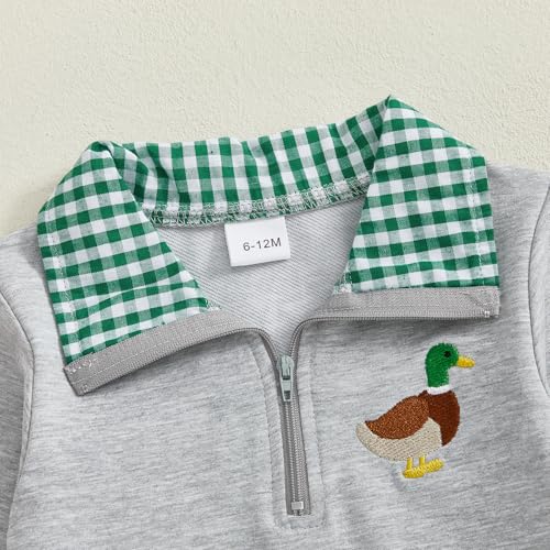 Toddler Boy Girl Outfit Hunting Season Embroidery Sweatshirt Mallard Duck Lapel Neck Pullover Shirt Top Fall Clothes4