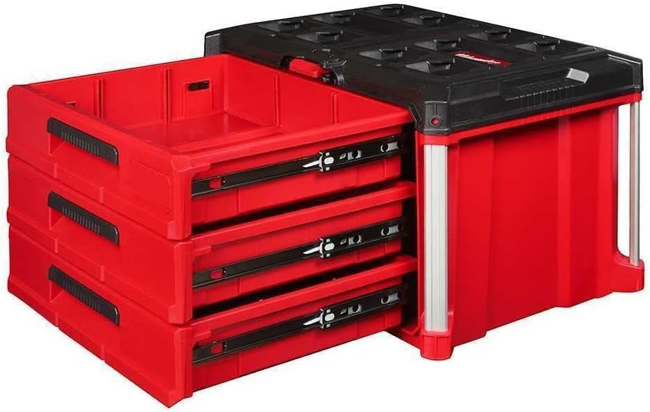 For Milwaukee PACKOUT 3 Drawer Durable Tool Box w/ 50lbs Capacity，3