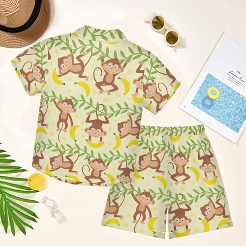 Image of visesunny Boys Hawaiian Shirt and Short Set Summer Outfit Kids 2 Piece Clothes Set 3-10Y