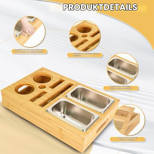 DUBUOZA Couchbar Snackbox Grau Mit Snackschalen Aus Edelstahl Sofa Tablett Geeignet für Wohnzimmer, Sofa, Garten… – Ansicht 4