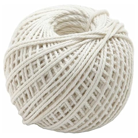 OKDEALS Natural Cooking Twine, Durable Baker's Twine 100% Cotton Cooking String Ties for Tying Homemade Meat, Making Sausage, DIY Craft and Christmas Decoration(White), 220-feet Cover