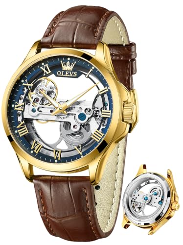 Montre automatique pour homme cadeau idéal avec grand cadran squelette élégant et bracelet cuir