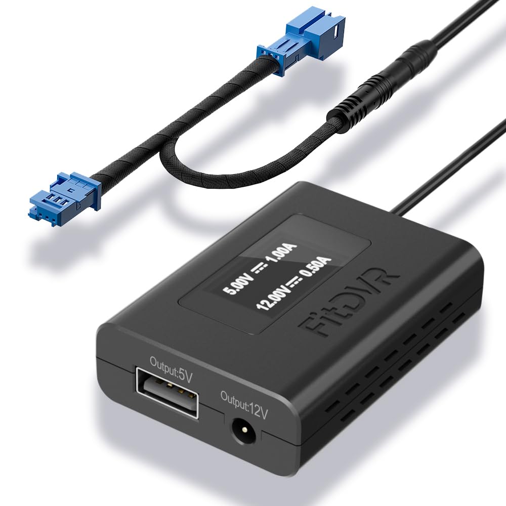 Adattatore di alimentazione per dashcam (3 pin) compatibile con Citroen Peugeot e DS, alimentazione USB con display a LED, collegamento al sensore pioggia, uscita 5V 12V, facile da installare, D3-037