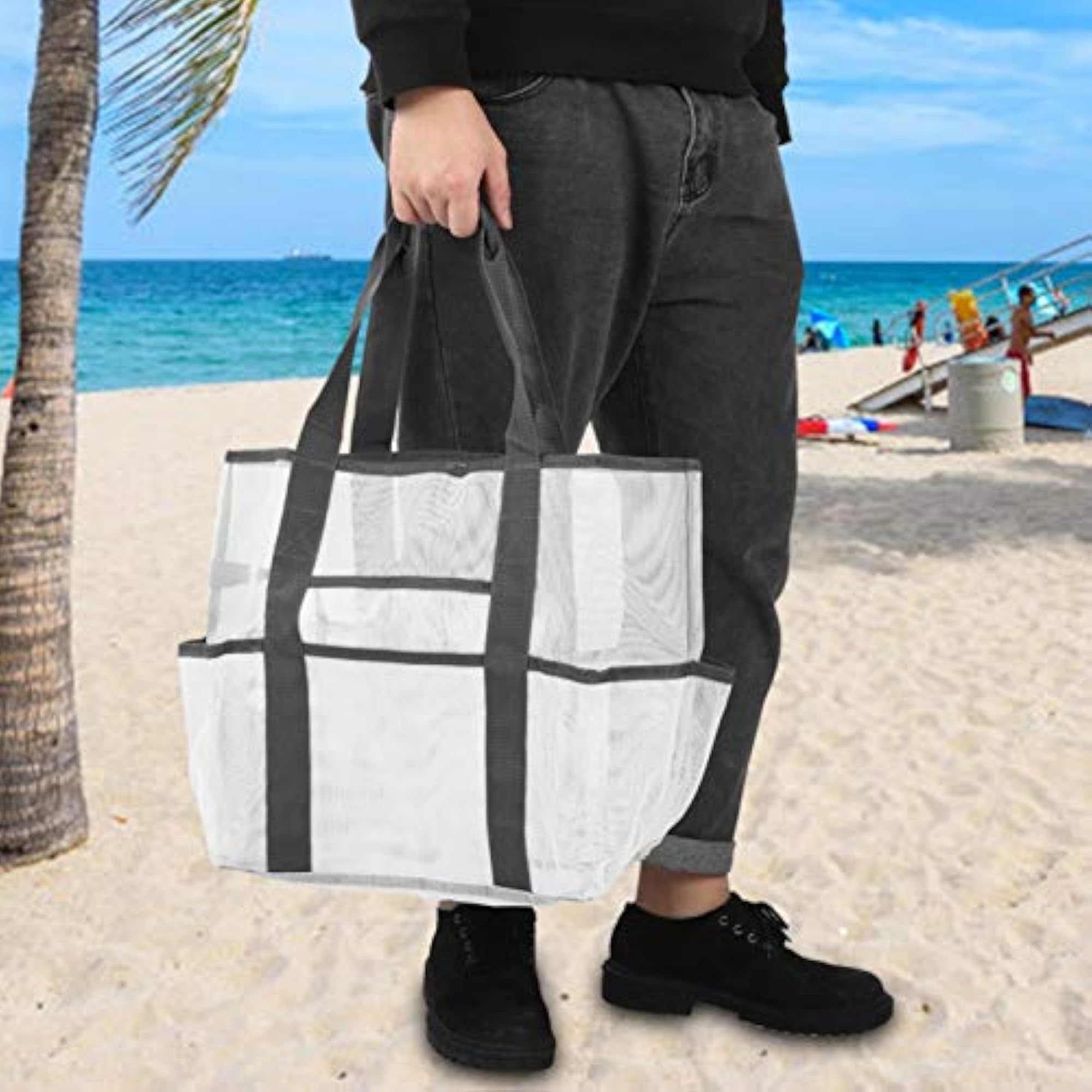 Portable Mesh Handbag for Outdoor Travel Beach