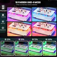 YITAHOME Couchtisch Weiß, Wohnzimmertisch Hochglanz mit 16-Farbiger LED Beleuchtung Modern, Beistelltisch Weiss mit Offenem Ausstellungsregal und 4 Ausziehbaren Schubladen 90x55x41,1 cm – Ansicht 4