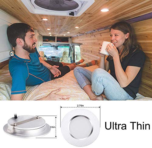 Greenclick RV Lights Interior, 12V LED Puck Light Dimmable RV Boat Recessed Mount Ceiling Light 4000K Neutral White Rv Lights for Under Cabinet Truck Motorhome Sailboat Interior Lighting, 8 Pack