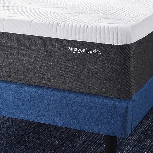 Image of Amazon Basics Cooling Infused Gel Memory Foam Firm Support Latex-Feel Mattress, CertiPUR-US Certified, Twin Size, 12 inch, White /Dark Gray