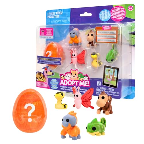 Adopt Me! Pets Multipack Tropical Time - Hidden Pet - Top Online Game - Exclusive Virtual Item Code Included - Fun Collectible Toys for Kids Featuring Your Favourite Pets Ages 6 Plus