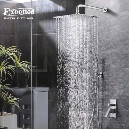Image of Stainless Steel 304 Overhead Shower Head 6x6 Inch | Ultra Slim Square Rain Shower for Bathroom | Heavy Duty Luxury Metal Shower Head Silver - Ultraslim