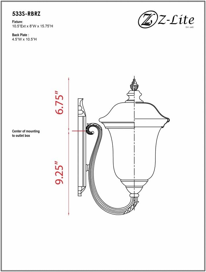 Z-Lite 534S-BK Armstrong Outdoor Wall Light, Aluminum Frame, Black Finish and Clear Water Glass Shade of Glass Material
