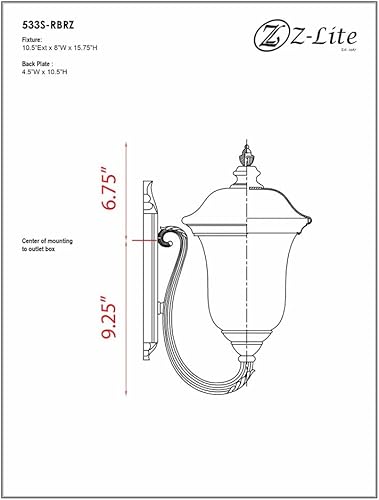 Miniatura 2 de Z-Lite 534S-BK Armstrong - Lámpara de pared para exteriores, marco de aluminio, acabado negro y pantalla de vidrio de agua transparente de material