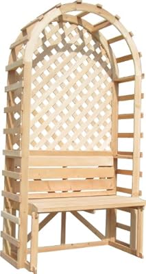 SamsGazebos English Cottage Garden Arbor with Bench and Trellis Backdrop, 42"W x 80"H x 22"L, Natural