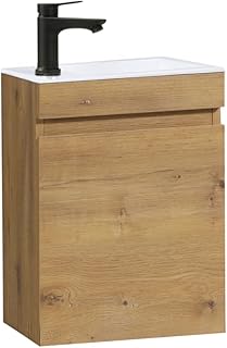 Guest Bathroom Vanity Unit With Wash Basin Bathroom Vanity 40cm Wall Hung assembled (Oak 40cm