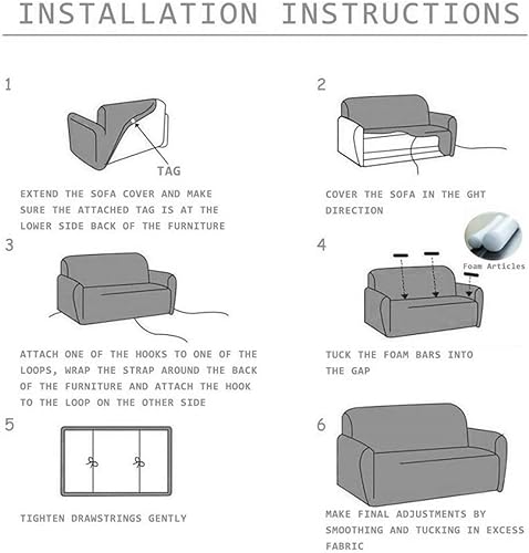 Miniatura 5 de Celevingne Funda elástica estampada para sofá biplaza, funda elástica con 1 funda de almohada (plumas, sofá biplaza)