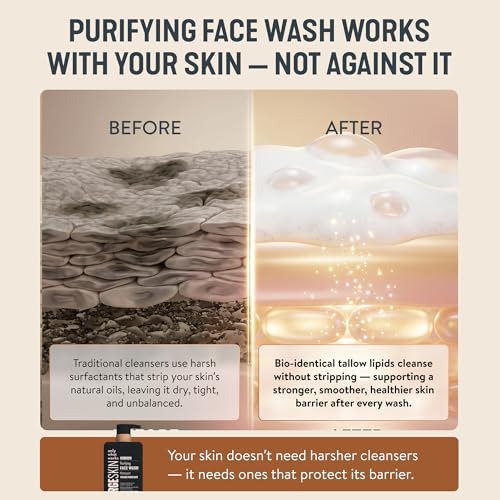 Image of Forge Skin Beef Tallow Face Wash for Men - Morning Nourishing Hydrating Facial Cleanser - Gentle Cleansing Moisturizer for Hydration - Exfoliating Facial Skincare for Clean Skin (5 OZ)