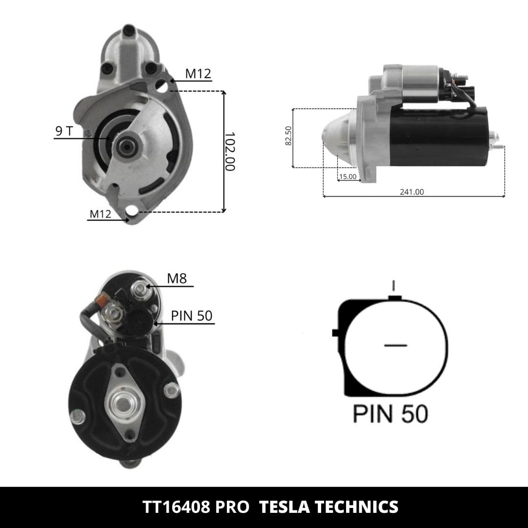 TT16408 PRO Démarreur pour voiture 12V, démarreur 2.00 KW. Compatible avec AUDI, SКОDА, VW. Excellent relation qualité-prix. Installation facile et garantie.