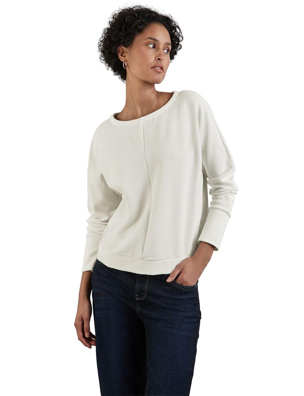 Street One Damen A322115 Ottoman-Shirt, Off White, 42