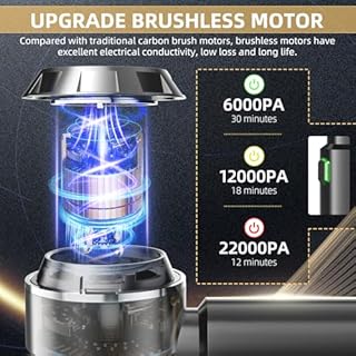 Handheld Vacuum Cleaner, 22000Pa Car Vacuum Cleaner Cordless Powerful, Brushless Motor, Multiple Brush Heads, 4-in-1 Multifunctional Portable Mini Car Hoover for Office/Home/Pet Hair, Dark Grey