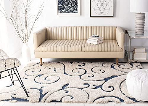 Image of Export Quality Microfiber Hand Woven Shaggy Carpet Collection with 2 inch Pile Height Carpet for Living Room & Bedroom Size 9x9 feet Round coular Blue