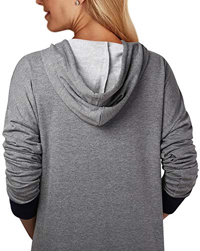 Jacansi Women's Solid Long Sleeve Pullover Sweatshirt Hoodie Dress Long Fall Dresses Grey 2XL